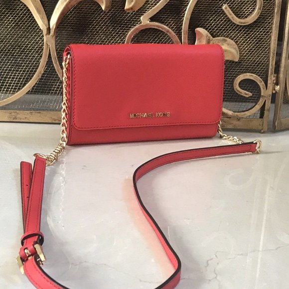 Michael Kors Jet Set Travel Large Phone Brown Leather Cross Body Bag - Picture 8 of 8